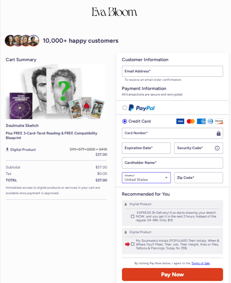 Eva Bloom Soulmate Sketch Checkout